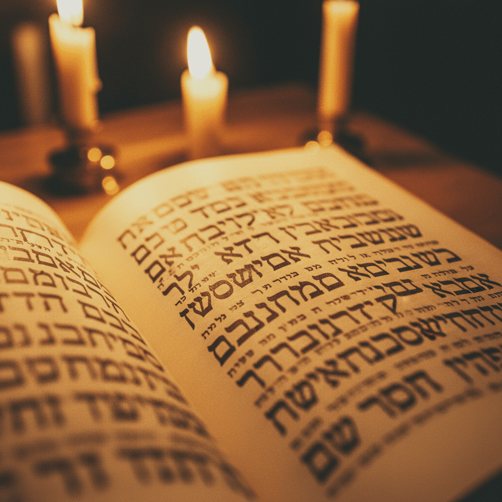 Torah scroll with candlelight
