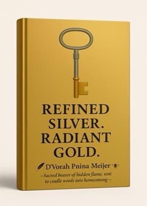 Gold book cover titled Refined Silver. Radiant Gold. featuring a silver and gold skeleton key.